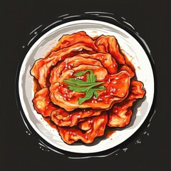 the AI Image Generator, generous portion of Kimchi cabbage served