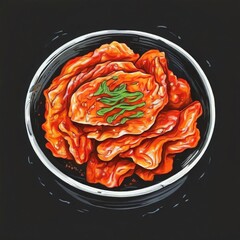 the AI Image Generator, generous portion of Kimchi cabbage served