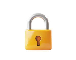 Naklejka premium Yellow lock with a silver keyhole. Isolated on a transparency background