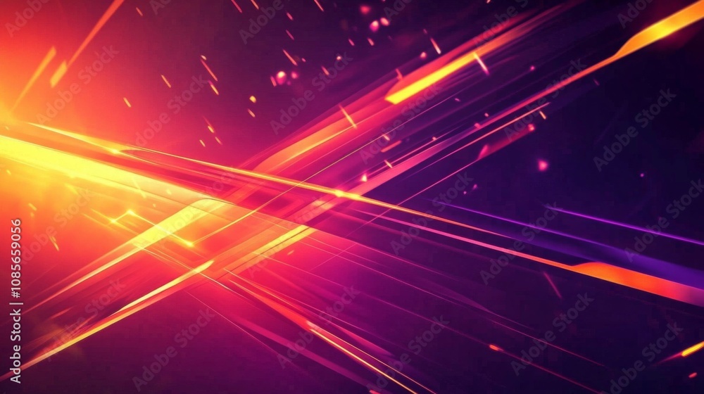 Poster abstract digital art with dark purple background filled with vibrant color gradient and dynamic move