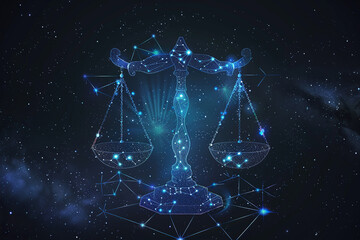 Astrological composition with concept of Libra zodiac sign symbol