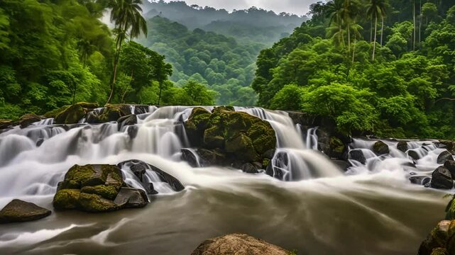 Athirapally waterfalls and river in Kerala India, nayagra of India, river in the middle of rain forest kerala.