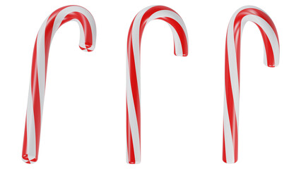 Christmas Candy Cane Set on Transparent Background.