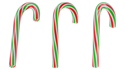 Christmas Candy Cane Set on Transparent Background.