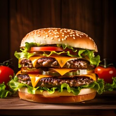 Golden Hour Delight: Classic Cheeseburger Perfection