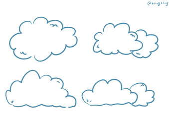 set of clouds, hand draw cute clouds,sky
