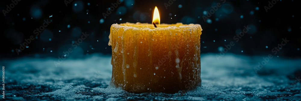 Aufkleber a yellow candle flickers gently in a dimly lit space, casting a soft glow and creating a calming atm