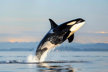 Obraz premium Fantastically beautiful majestic huge whale in deep ocean