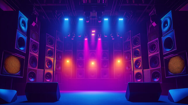 Image of a concert stage in a room with lights