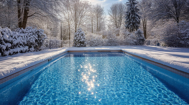 Outdoor swimming pool in winter season