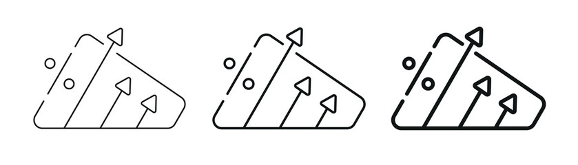 three arrow signs and percent symbol. triangular arrow signs and percent symbols