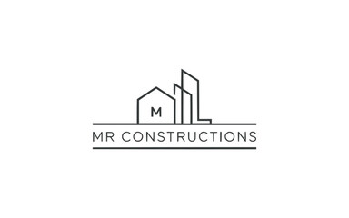 Naklejka premium Modern MR Construction Logo Design for Building and Engineering.
