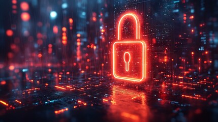 Digital representation of cyber safety glowing locks data shields secure networks protecting personal information emphasizing online privacy