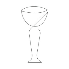 Trophy cup in one continuous line. One line drawing, minimalism. Vector illustration.