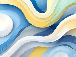 An image featuring a modern, abstract background with flowing lines and curves. The main color palette should be neutral hues with pops of bold, business-themed colors such as blue or green.