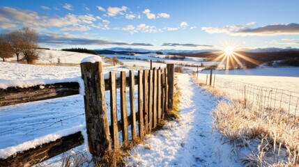Twilight snowy landscape countryside photography winter serenity