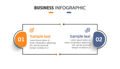 Vector infographic template with icons and 2 options or steps. Can be used for process diagram, presentations, workflow layout, flow chart, info graph	
