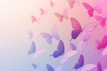 Colorful Butterflies in a Dreamy Pastel Background