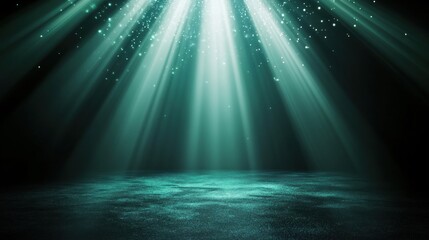 Green Light Rays on Dark Background