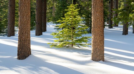 Crisp winter morning in snowy meadow nature photography tranquil view