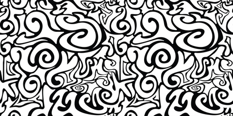 Seamless pattern with abstract silhouette organic white shapes. Flat background minimalist boho style. Wavy liquid distorted shapes