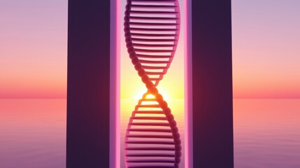A digital representation of DNA intertwining with AI data streams, symbolizing the merger of genetics and technology