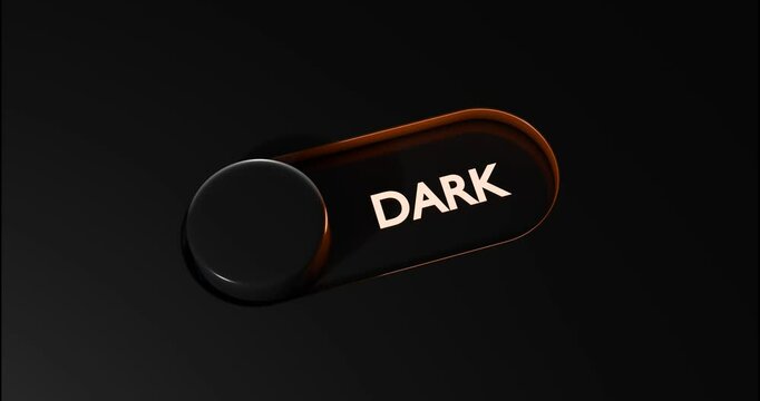 On and Off toggle switch buttons. Light and dark mode switch button. 3d render video.