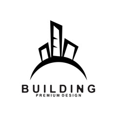 Modern inspiration real estate building logo design. Logos can be used for icons, brands, business cards, identities, architecture, construction, apartments, business companies, etc.