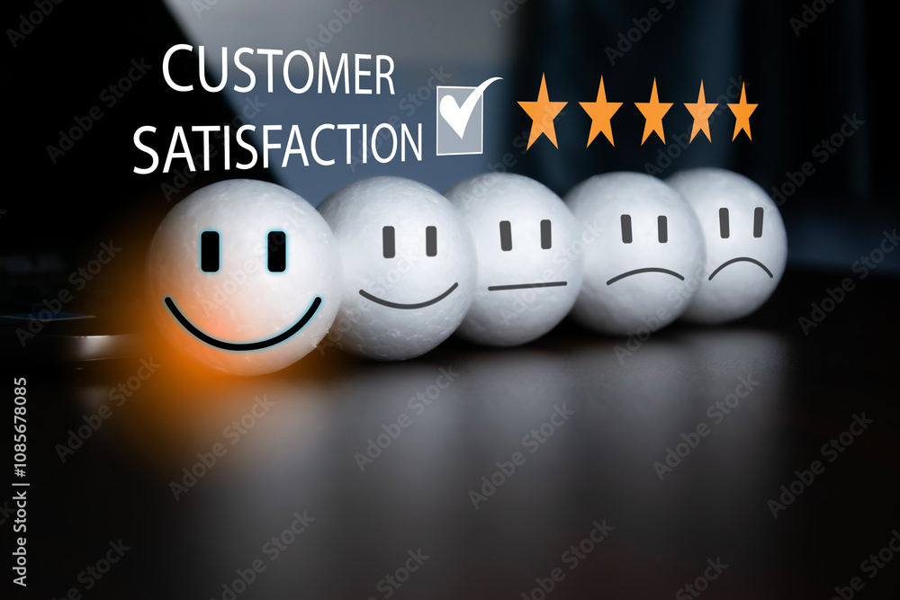 Poster users rate service experience on online application for customer satisfaction survey concept..