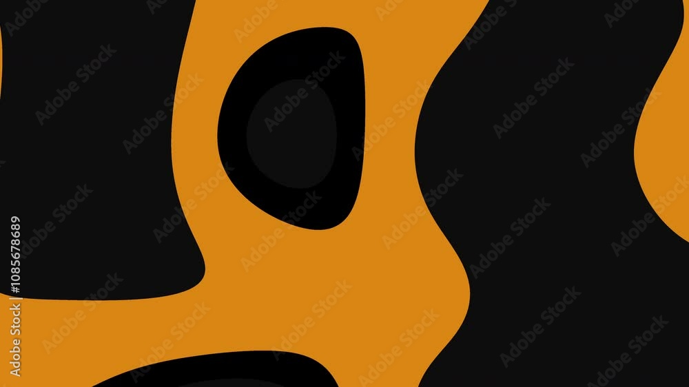 Poster abstract art with orange and black flowing shapes. suitable for backgrounds, banners, and modern des