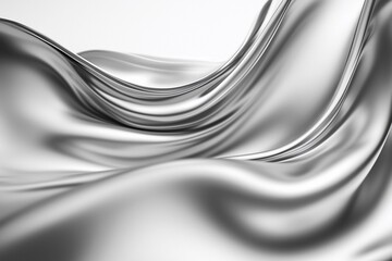 Elegant Silver Satin Fabric Flowing in Waves