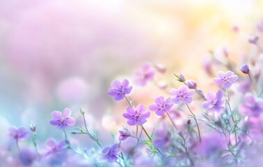 Obraz premium Serene Landscaped Garden with Blooming Pink Flowers, Soft Colors, Dreamy Atmosphere, and Sunlight Filtering Through Trees in Blur Background.