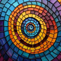 Fototapeta premium Vibrant mosaic design featuring a swirling pattern of colorful tiles. Perfect for creative projects and artistic themes.