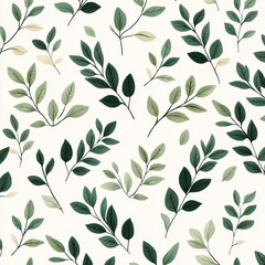 A beautiful pattern of green leaves on a light background, ideal for botanical design and nature-themed decoration.