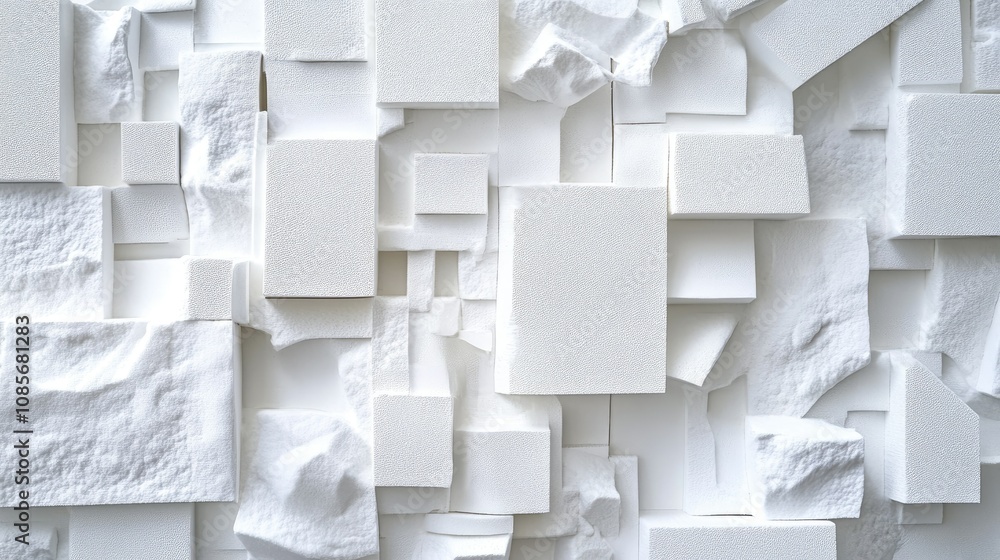 Poster textured white abstract background featuring various shapes and sizes in a modern design, perfect fo