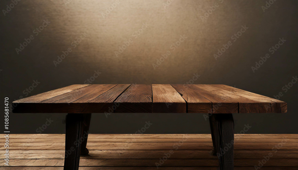 Poster a rustic wooden table is positioned in a serene indoor area, illuminated by soft natural light, crea