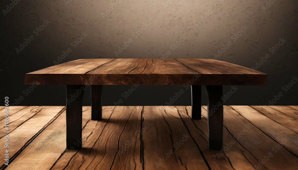 Poster a rustic wooden table set against a textured background with soft lighting creating a warm and invit