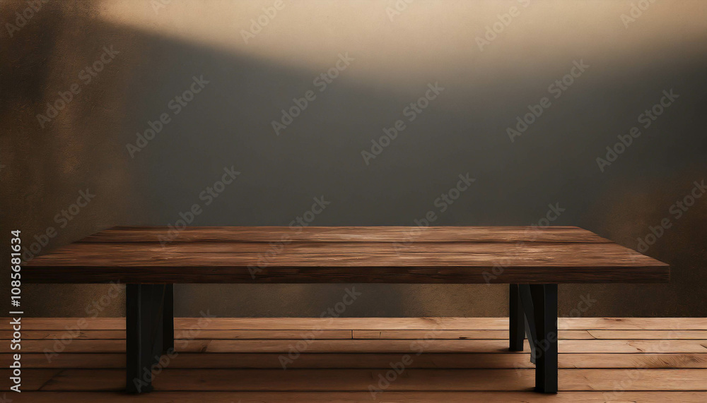 Poster a rustic wooden table in a rustic setting with soft lighting creating a serene atmosphere for relaxa