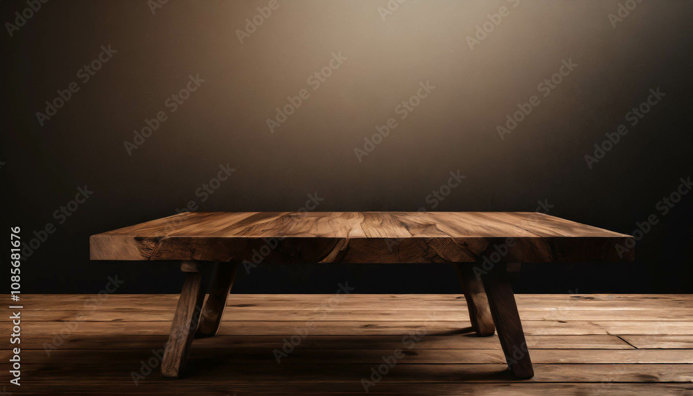 Poster a rustic wooden surface rests on a textured wooden surface with soft lighting creating a serene atmo