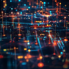 Obraz premium Futuristic Financial Growth Ecosystem Forming a Prosperous Digital Network
