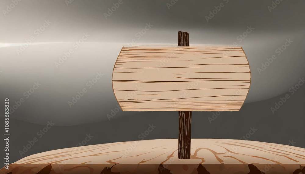 Poster a rustic wooden block rests on a rustic wooden table with a blank canvas, ready for a creative proje