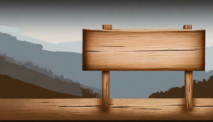 A rustic wooden frame is positioned on a wooden ledge, overlooking a breathtaking mountain view at sunset, creating a serene and inviting atmosphere.