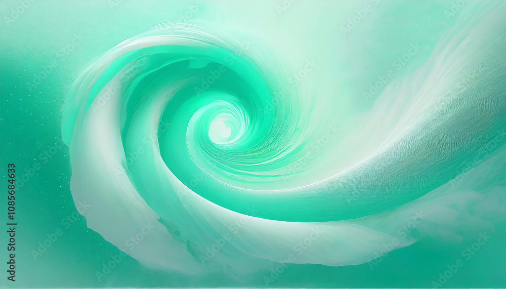 Poster swirling blue and green abstract background with flowing lines creating a serene and calming atmosph