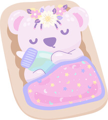 Cute little baby koala bear is sleeping elements