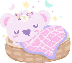 Cute little baby koala bear is sleeping elements