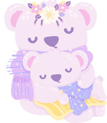 Cute little baby koala bear is sleeping elements