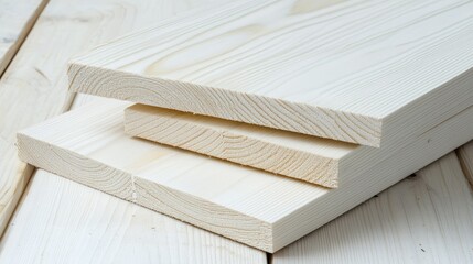 High-Quality Pine Lumber Planks Displayed on Wooden Surface, Featuring Smooth Grain Patterns, Ideal for Construction, Carpentry, and DIY Projects