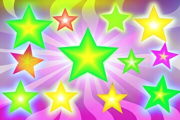 Obraz premium Colorful Vibrant Stars Background Radiant Light Bright Shapes Design