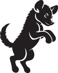 Fototapeta premium A playful hyena hopping on one paw vector silhouette design