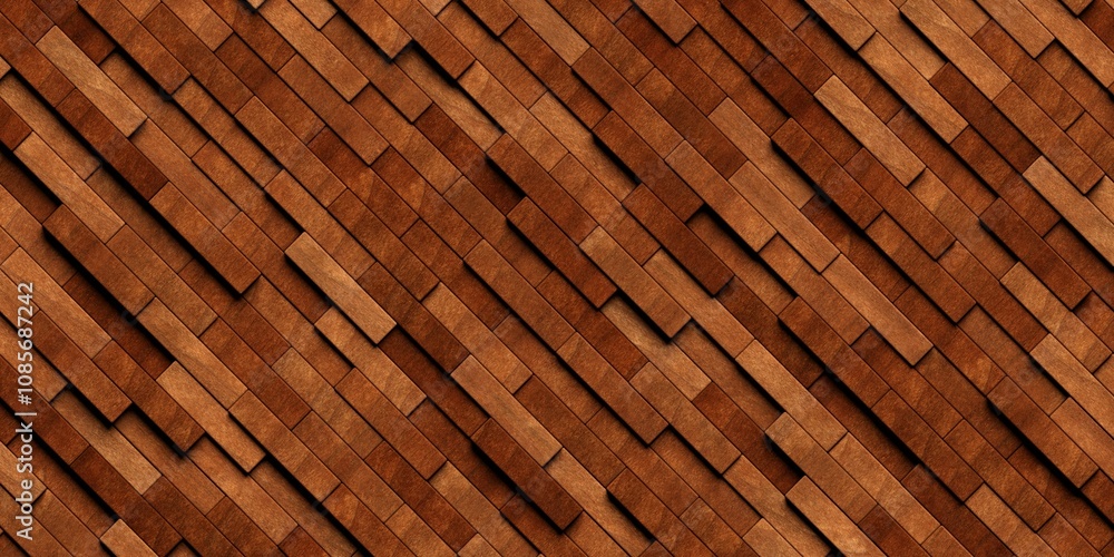 Poster close up of randomly offset diagonal wooden short oblong rectangle blocks surface background texture
